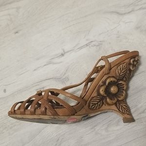 Miu miu real wood carving wedge